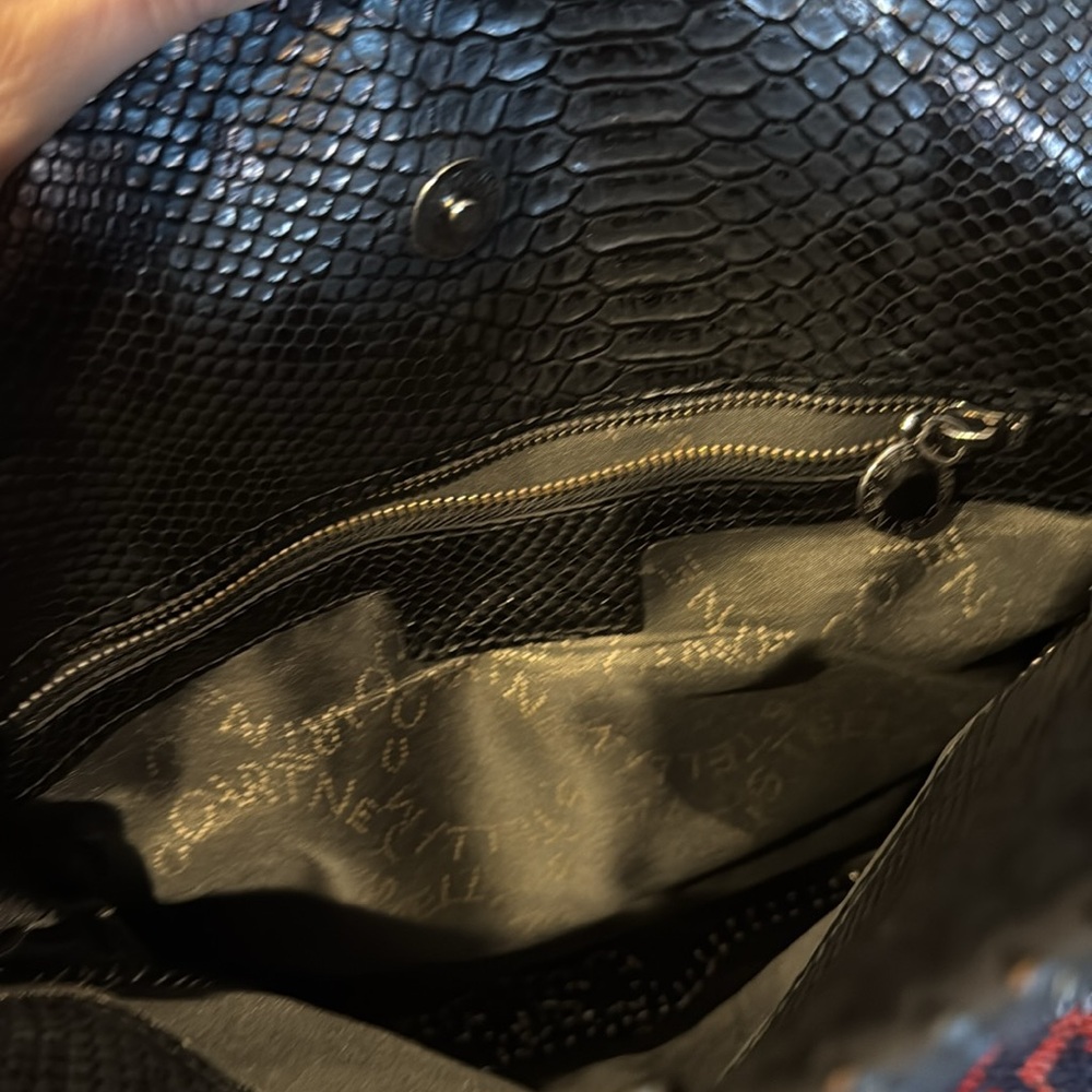 Stella McCartney Black Faux Snake Tote with Silver Chain - Picture 3 of 5